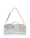 Veronica Beard Dash Croc Embossed Leather Clutch In Silver