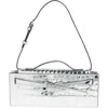 Veronica Beard Dash Croc Embossed Leather Shoulder Bag In Silver