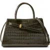 Veronica Beard Dash Croc Embossed Leather Top Handle Bag In Green
