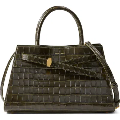 Veronica Beard Dash Croc Embossed Leather Top Handle Bag In Green