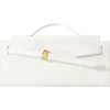 Veronica Beard Dash Belt Leather Clutch Bag In Off White