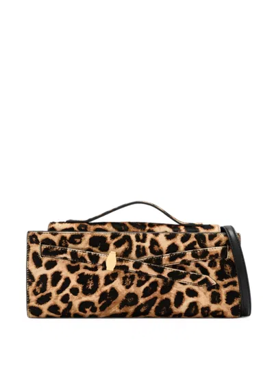 Veronica Beard Dash Leopard-print Calf Hair Clutch Bag In Brown