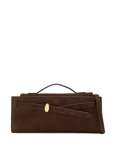 Veronica Beard Dash Suede Clutch Bag In Brown