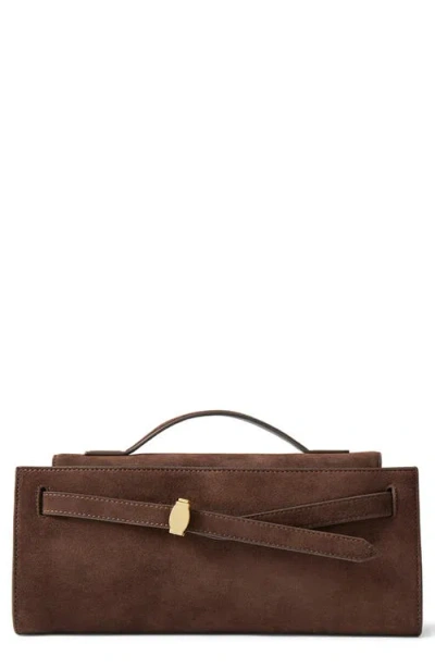 Veronica Beard Dash Suede Clutch In Espresso