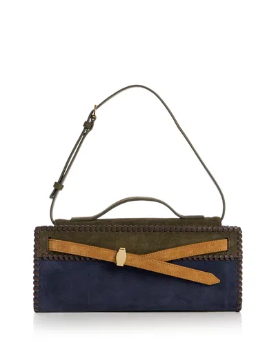 Veronica Beard Dash Suede Clutch Shoulder Bag In Black