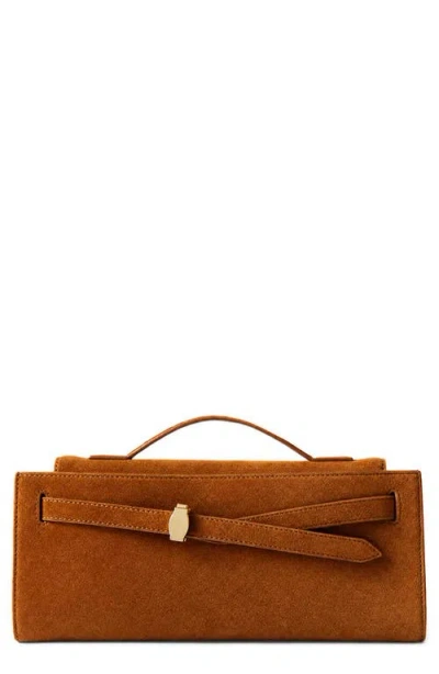 Veronica Beard Dash Suede Clutch In Tobacco