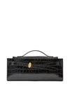 Veronica Beard Dash Croc Embossed Leather Shoulder Bag In Black