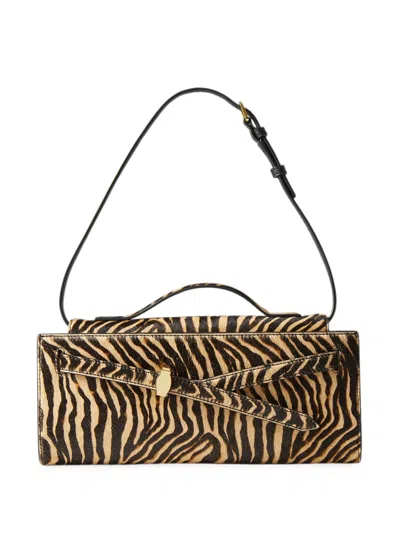 Veronica Beard Dash Zebra-print Calf Hair Shoulder Bag In Brown