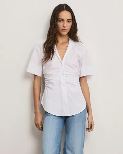 Veronica Beard Davra Button-down Shirt In White