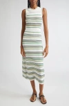 Veronica Beard Dawna Striped Open-knit Midi Dress In Multi