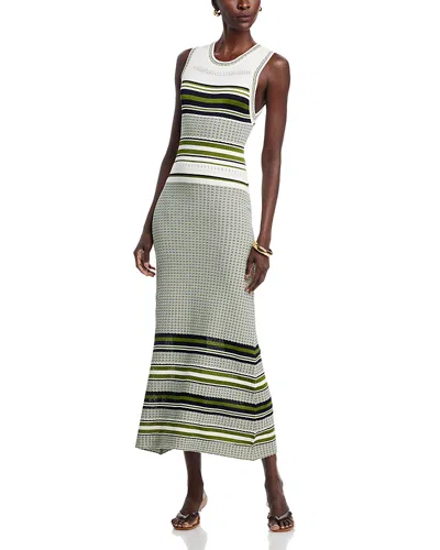 Veronica Beard Dawna Mixed Stripe Merino Wool Sweater Dress In Gray