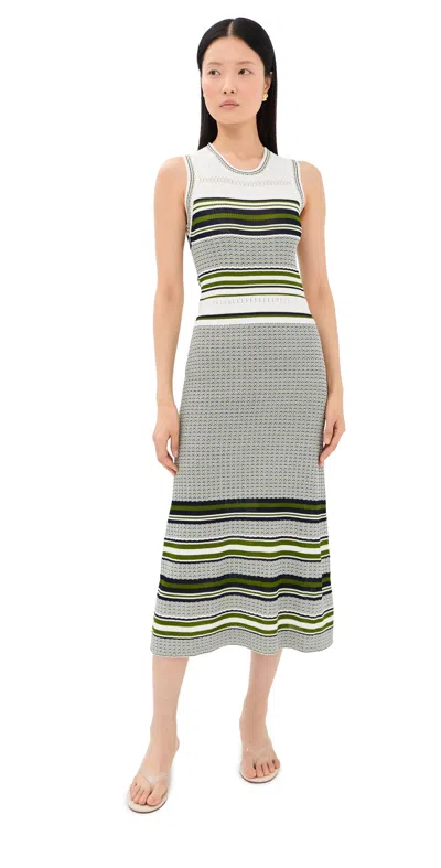Veronica Beard Dawna Mixed Stripe Merino Wool Sweater Dress In Gray