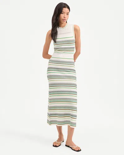 Veronica Beard Dawna Striped Ribbed-knit Midi Dress In Multi