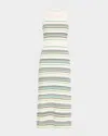 Veronica Beard Dawna Striped Open-knit Midi Dress In Multi