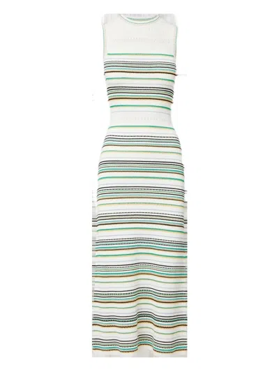 Veronica Beard Dawna Striped Ribbed-knit Midi Dress In Multi