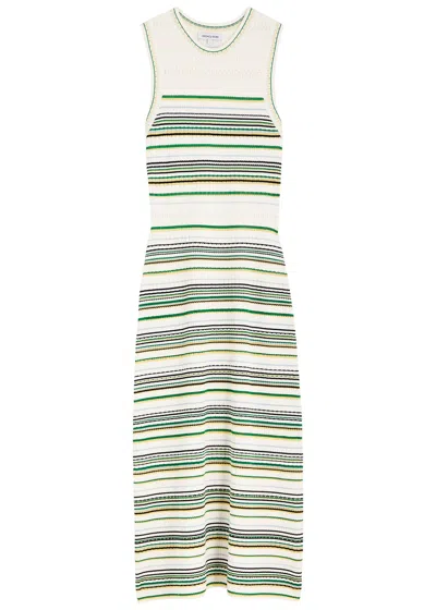 Veronica Beard Dawna Striped Open-knit Midi Dress In Multi