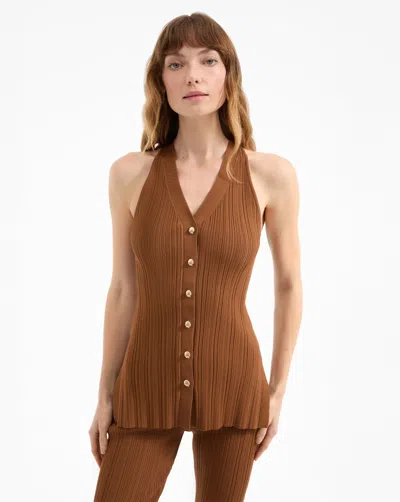 Veronica Beard Dax Knit Vest In Brown