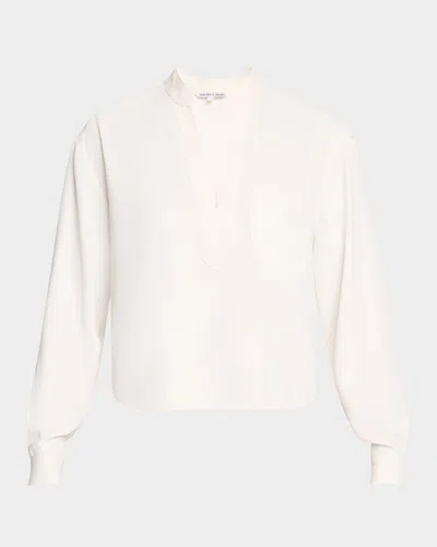 Veronica Beard Dean Collared V-neck Top In Dove