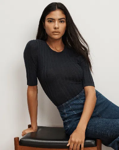 Veronica Beard Debois Merino Wool Top In Blue