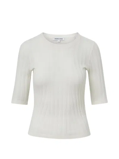 Veronica Beard Debois Ribbed Top In White