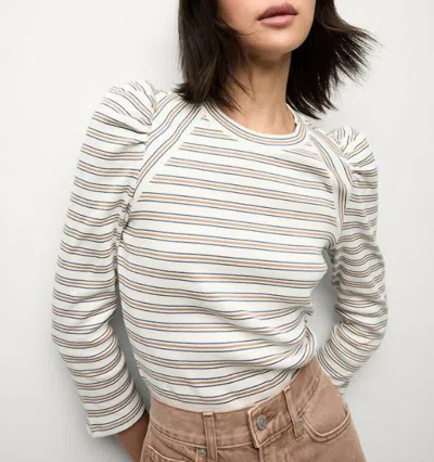 Veronica Beard Mason Striped Pima Cotton-jersey Top In White