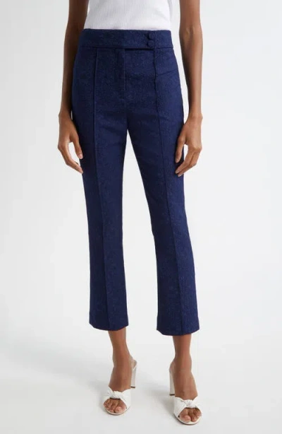 Veronica Beard Dell Floral Embroidery Crop Pants In Navy