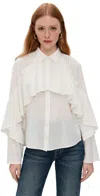 Veronica Beard Demaris Ruffled Silk-blend Blouse In White