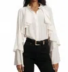 Veronica Beard Womens Dove Demaris Ruffled Stretch-silk Blouse In White