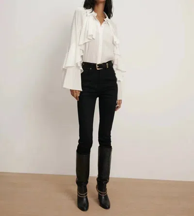 Veronica Beard Demaris Ruffled Button-down Blouse In Dove In White