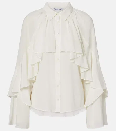 VERONICA BEARD DEMARIS RUFFLED SILK-BLEND BLOUSE