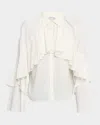 Veronica Beard Womens Dove Demaris Ruffled Stretch-silk Blouse In White