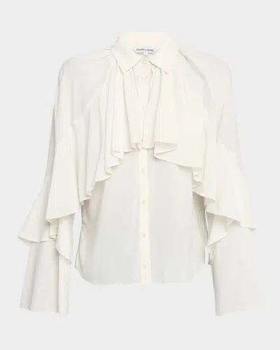 VERONICA BEARD DEMARIS SILK RUFFLED BLOUSE