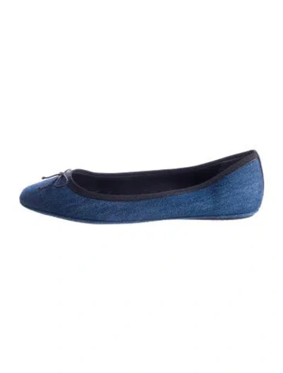 Pre-owned Veronica Beard Denim Bow Accents Ballet Flats In Blue