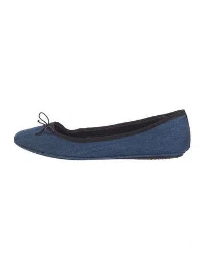 Pre-owned Veronica Beard Denim Bow Accents Ballet Flats In Blue