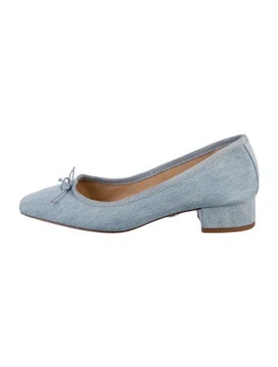 Pre-owned Veronica Beard Denim Bow Accents Flats In Blue