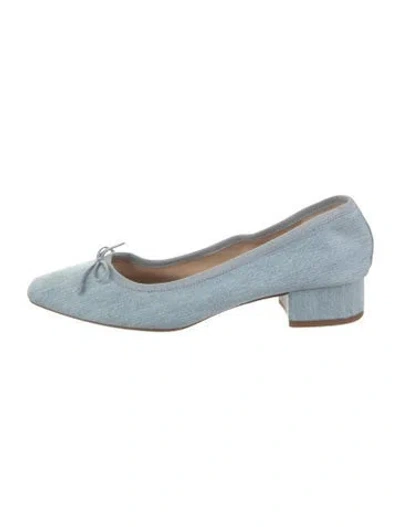 Pre-owned Veronica Beard Denim Bow Accents Pumps In Blue