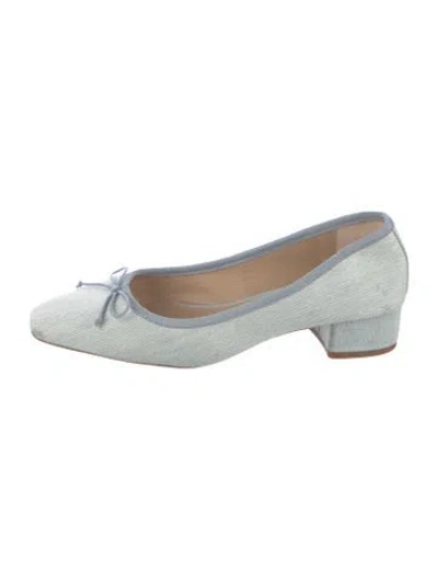 Pre-owned Veronica Beard Denim Bow Accents Pumps In Blue