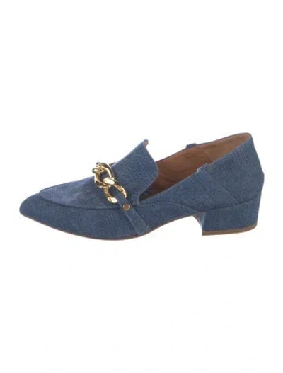 Pre-owned Veronica Beard Denim Chain-link Accents Loafers In Blue