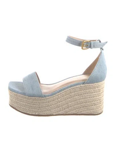 Pre-owned Veronica Beard Denim Colorblock Pattern Espadrilles In Blue