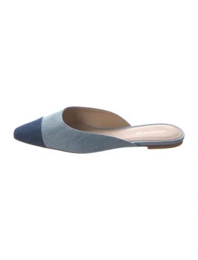 Pre-owned Veronica Beard Denim Colorblock Pattern Mules In Blue