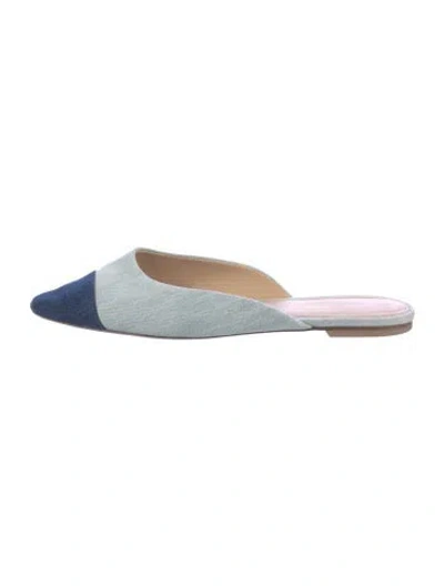 Pre-owned Veronica Beard Denim Colorblock Pattern Mules In Blue