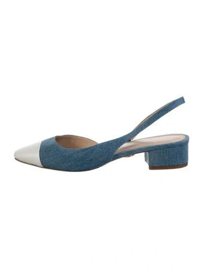 Pre-owned Veronica Beard Denim Colorblock Pattern Slingback Flats In Blue