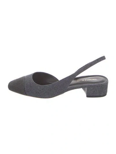 Pre-owned Veronica Beard Denim Colorblock Pattern Slingback Pumps In Blue