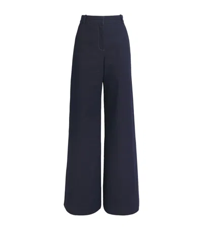 Veronica Beard Denim Crue Wide-leg Trousers In Blue
