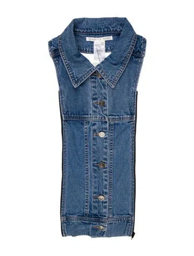 Pre-owned Veronica Beard Denim Printed Dickey In Blue