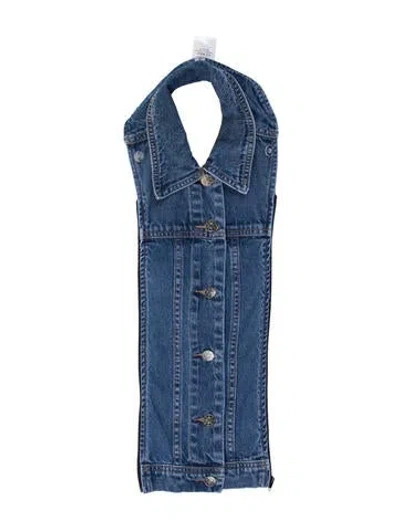 Pre-owned Veronica Beard Denim Printed Dickey In Blue