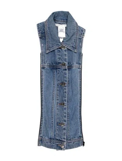 Pre-owned Veronica Beard Denim Printed Dickey W/ Tags In Blue