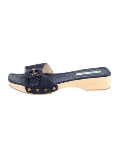 Pre-owned Veronica Beard Denim Slides In Blue