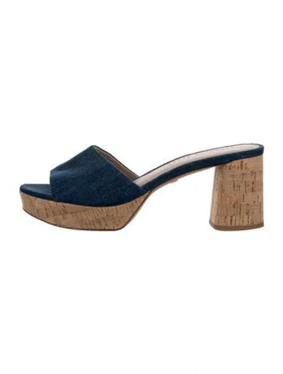 Pre-owned Veronica Beard Denim Slides In Blue