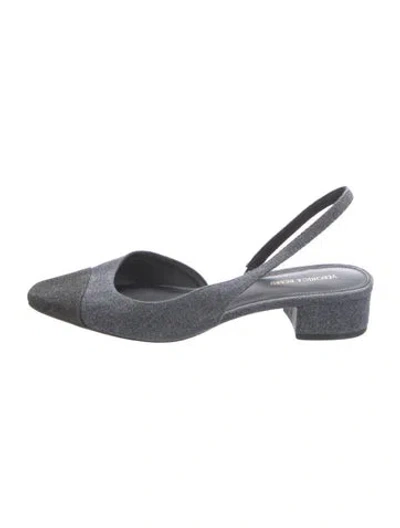 Pre-owned Veronica Beard Denim Slingback Flats In Black/blue
